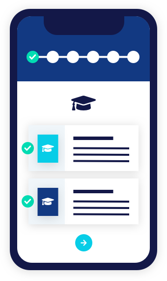 Mobiele weergave van diploma validatieproces met checklist